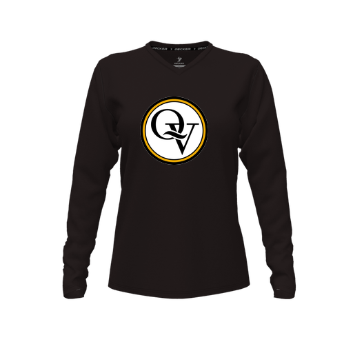 [CUS-DFW-TEES-CMF-VNK-LSL-BLK-FYXS-LOGO2] Decker Comfort T-Shirt (Female Youth XS, Black, V Neck, Logo 2, Long Sleeve)