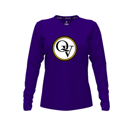 [FTLVCFPP-FYXS-LOGO2] Decker Comfort T-Shirt (Female Youth XS, Purple, V Neck, Logo 2, Long Sleeve)