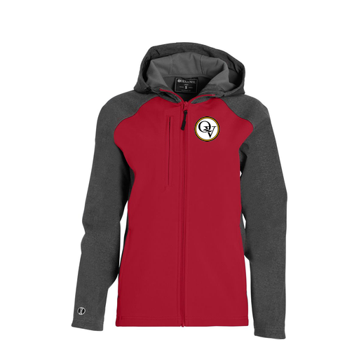 [229357.H01.XS-LOGO2] Soft Shell Full Zip Jacket - Womens (Female Adult XS, Red, Logo 2)