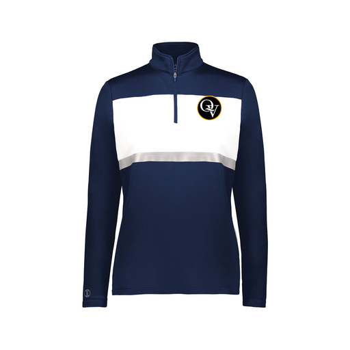 [222791.301.XS-LOGO1] Ladies Bold 1/4 Zip Pullover (Female Adult XS, Navy, Logo 1)