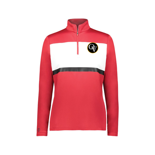 [222791.408.XS-LOGO1] Ladies Bold 1/4 Zip Pullover (Female Adult XS, Red, Logo 1)
