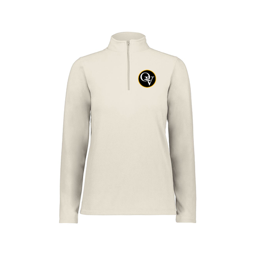 [6864.53T.XS-LOGO1] Ladies MicroFleece 1/4 Zip Pullover (Female Adult XS, White, Logo 1)